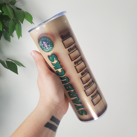 NEW Inspired Starbucks Gold and Brown Tumbler Coffee Tumbler 20oz SS - Picture 3 of 8
